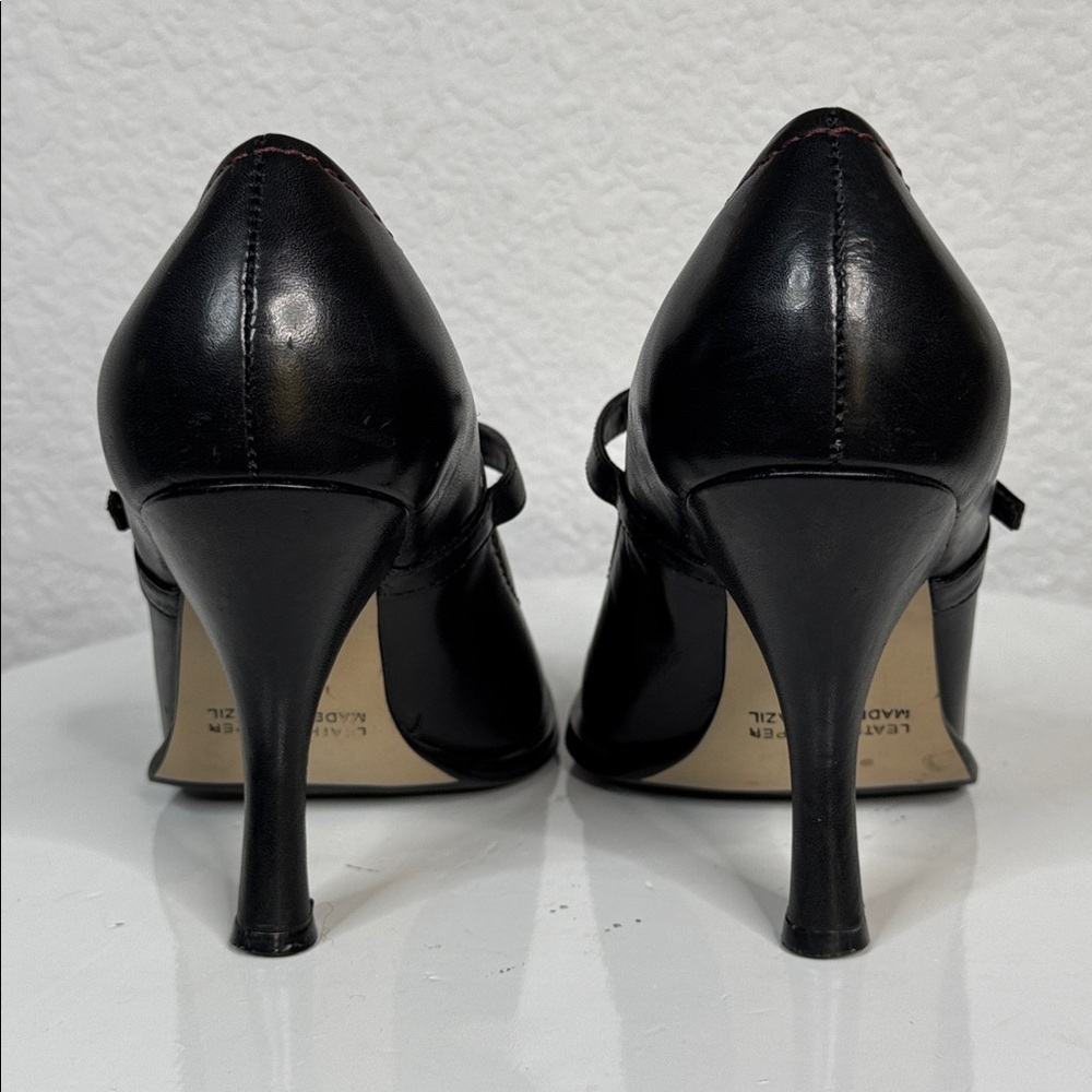 TWO LIPS SUMMER BLACK MARY JANE HEELS BUTTERFLY PEEP TOE VINTAGE Y2K SHOES - Picture 9 of 14
